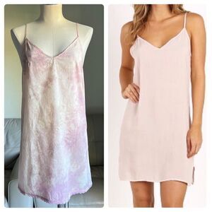LACAUSA Revolve V Neck Short Slip Dress Sz S Spaghetti Straps Tie Dye Minimalist